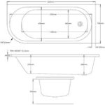 Jersey J Shaped Right Hand Bath 1700mm x 750 with Front Panel and Hinged Brushed Brass Screen