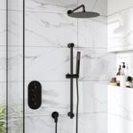 Black Dual Outlet Wall Mounted Thermostatic Mixer Shower Set with Hand Shower – Arissa