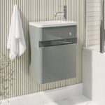 410mm Light Grey Wall Hung Cloakroom Vanity Unit with Basin – Pendle