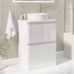 600mm White Freestanding Countertop Vanity Unit with Basin – Pendle