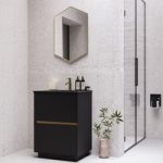 600mm Black Freestanding Vanity Unit with Matt Black Basin – Roxbi