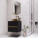 600mm Black Wall Hung Countertop Vanity Unit with Basin – Roxbi