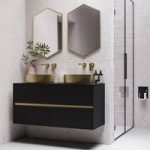 1200mm Black Wall Hung Double Countertop Vanity Unit with Basin – Roxbi