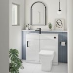 900mm White Cloakroom Toilet and Sink Unit with Square Toilet and Black Fittings – Ashford