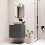 600mm Grey Wall Hung Countertop Vanity Unit with Basin – Roxbi