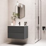 800mm Grey Wall Hung Vanity Unit with Basin – Roxbi