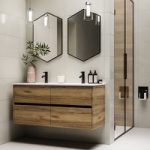 1200mm Wood Effect Wall Hung Double Vanity Unit with Basins – Roxbi