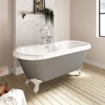 Grey Freestanding Double Ended Roll Top Slipper Bath with White Feet 1515 x 740mm – Park Royal