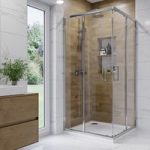 Chrome 6mm Glass Square Corner Entry Shower Enclosure with Shower Tray 900mm – Carina