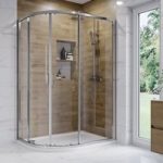 Chrome 6mm Glass Left Hand Offset Quadrant Shower Enclosure with Shower Tray 900x760mm – Carina