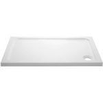 1700x800mm White Acrylic Capped Stone Resin Rectangular Shower Tray – Pearl