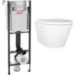 Wall Hung Toilet With Slim Soft Close Seat Frame Cistern and Chrome Flush- Newport