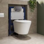 Wall Hung Toilet with Soft Close Seat Chrome Pneumatic Flush Plate 820mm Frame & Cistern – Newport