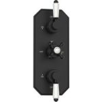 Black Traditional 2 Outlet Concealed Thermostatic Concealed Shower Valve with Triple Control – Cambridge