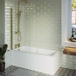 Single Ended Shower Bath with Front Panel & Brushed Bath Screen 1500 x 750mm – Cotswold