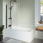 Single Ended Shower Bath with Front Panel & Matt Black Bath Screen 1500 x 750mm – Cotswold