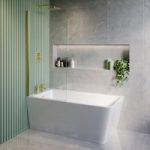 Freestanding Shower Bath Single Ended Left Hand Corner with Brass Bath Screen 1500 x 740mm – Kona