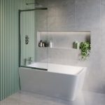 Freestanding Single Ended Left Hand Corner Shower Bath with Chrome Sliding Bath Screen 1500 x 740mm – Kona