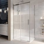 1000x800mm Chrome Frameless Fluted Glass Sliding Shower Enclosure Right Hand – Matira