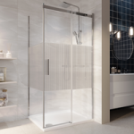 1200x800mm Chrome Frameless Fluted Glass Sliding Shower Enclosure Left Hand – Matira