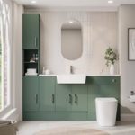 1800mm Green Toilet and Sink Unit with Storage Units & Chrome Fittings – Ontario