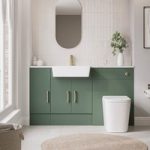 1500mm Green Toilet and Sink Unit with Storage Unit & Brass Fittings – Ontario