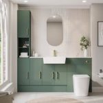 1800mm Green Toilet and Sink Unit with Storage Units & Brass Fittings – Ontario