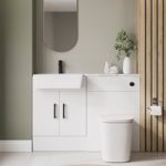 1200mm White Toilet and Sink Unit with Black Fittings – Ontario