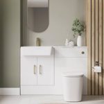 1200mm White Toilet and Sink Unit with Brass Fittings – Ontario