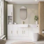 1800mm White Toilet and Sink Unit with Storage Units & Brass Fittings – Ontario