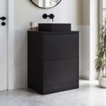 600mm Black Countertop Vanity Unit with Black Basin – Palma