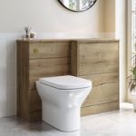 1100mm Wood Effect Toilet and Sink Unit Right Hand with Square Toilet and Brass Fittings – Palma