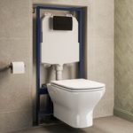 Palma Wall Hung Toilet 1160mm Pneumatic Frame & Cistern & Matte Black Flush Plate