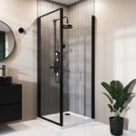 Black 8mm Glass Rectangular Hinged Shower Enclosure 800x700mm – Pavo