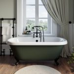 Freestanding Dark Green  Double Ended Roll Top Bath with Black Feet 1515 x 740mm – Park Royal