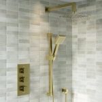 Brushed Brass Dual Outlet Wall Mounted Thermostatic Mixer Shower Set with Hand Shower – Zana