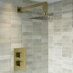 Brushed Brass Single Outlet Wall Mounted Thermostatic Mixer Shower Set – Zana