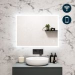 Rectangular Heated Bathroom Mirror with Lights Shaver Socket & Built in BT Speaker – 800 x 600mm – Divine