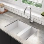 1.5 Bowl Undermount White Granite Composite Kitchen Sink Reversible – Enza Madison