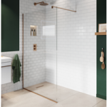 Walk In Shower 900mm Bronze Frameless with Wall Support Bar – Live Your Colour