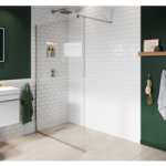 Walk In Shower 1000mm Nickel Frameless with Wall Support Bar – Live Your Colour