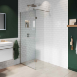 Walk In Shower 700mm Nickel Frameless with 350mm Hinged Flipper Panel and Wall Support Bar – Live Your Colour