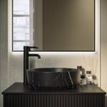 Marble Effect Black Round Countertop Basin 390mm – Lorano