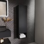 Single Door Black Wall Mounted Tall Bathroom Cabinet 350 x 1250mm – Lugo