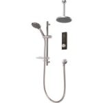 Triton HOME Digital Mixer Shower Pumped All-in-One with Round Fixed Head & Slider Rail Kit Low Pressure Gravity