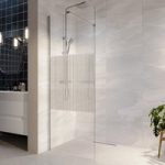 Walk In Shower 1000mm Frameless Fluted Glass with Wall Support Bar – Matira