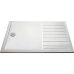 1400x800mm White Stone Resin Rectangular Walk In Shower Tray with Drying Area – Purity