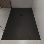 1200x800mm Stone Resin Black Slate Effect Rectangular Shower Tray with Grate – Sileti