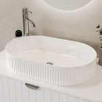 White Oval Fluted Countertop Basin 573mm – Oregon