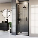 Shower Door 900mm Hinged Black 8mm Glass (Multiple Sizes) – Pavo